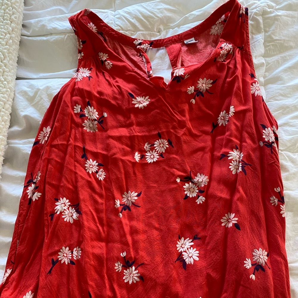 Red floral formal tank